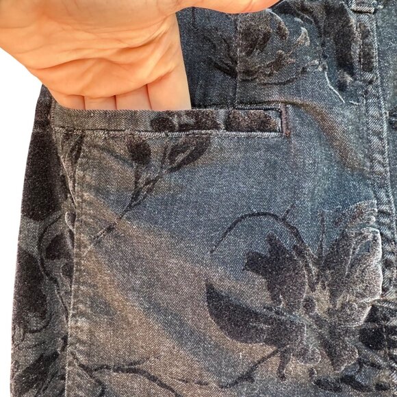 Anthropologie Pilcro Flare Wide Leg Floral Velvet Jeans 30T - Picture 10 of 11